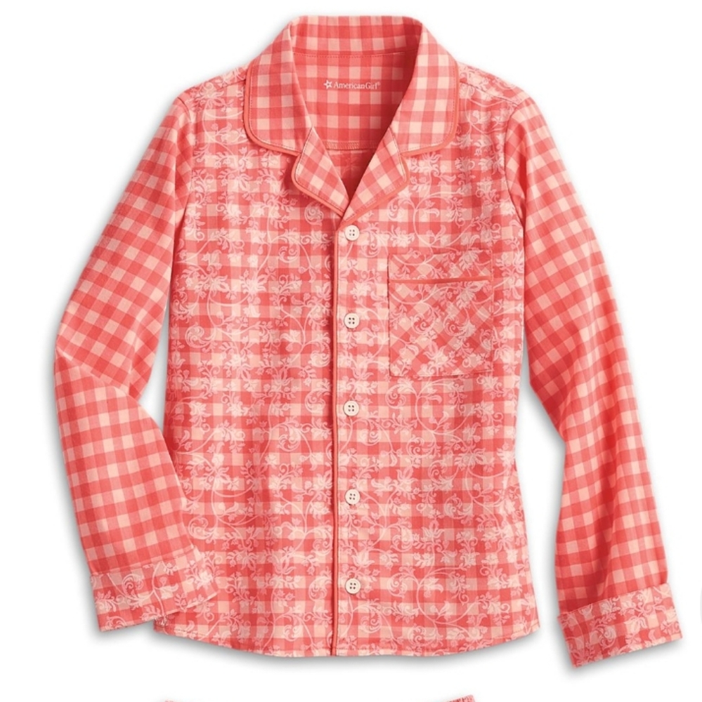 American Girl Tenny Grant's Gingham Pajamas w/ Moccasin Slippers - Girl's XL - Picture 10 of 12